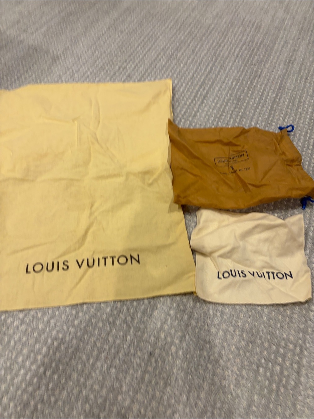 Louis Vuitton Three-Piece Dust Bag Set - Cream, Tan & Brown